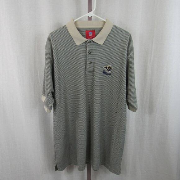 NFL XL Men's Rams Blue and White Striped Polo Los Angeles Rams NFL STL Football - Picture 1 of 5